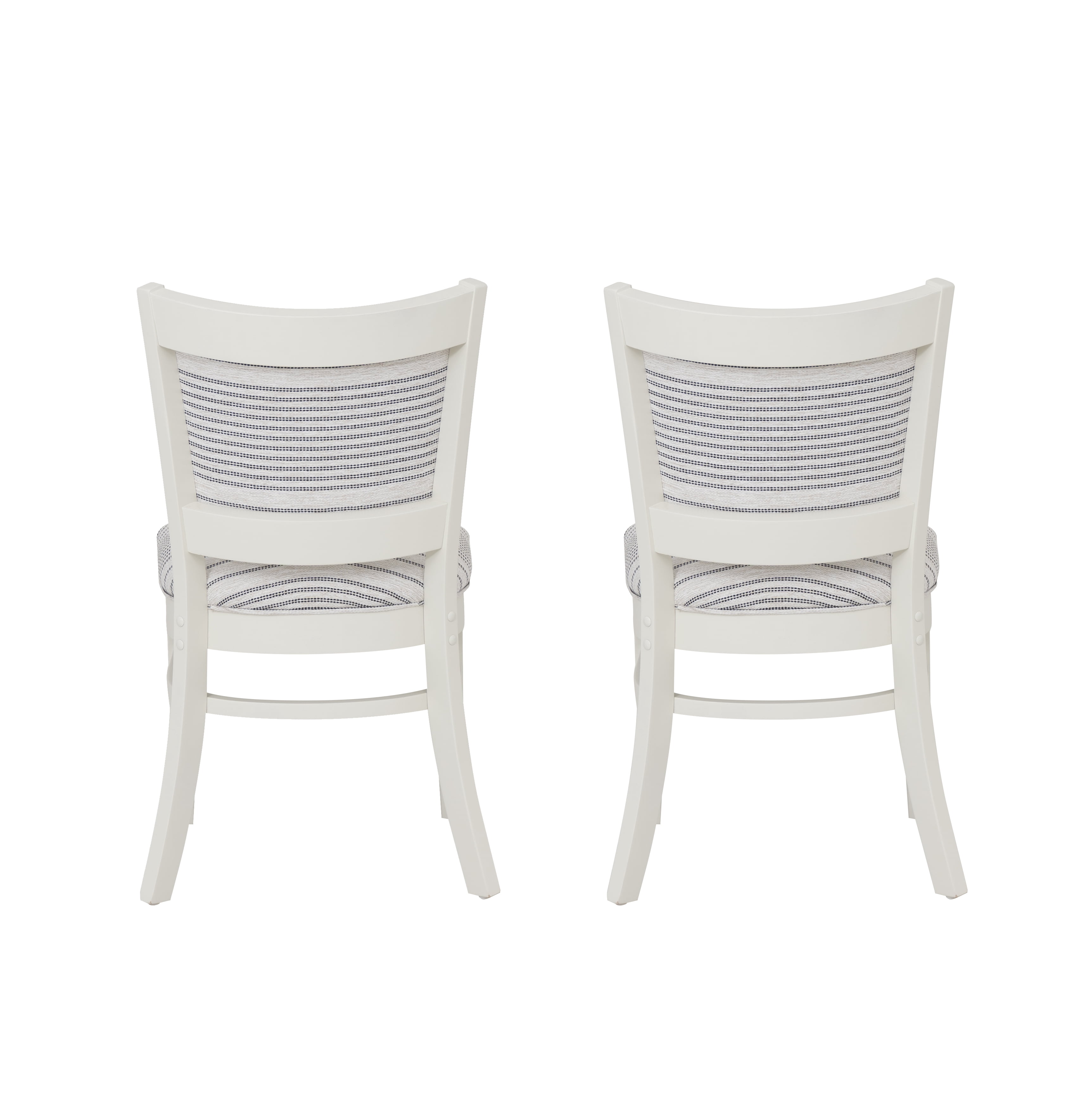 Linon Louise Set of 2 Upholstered Striped Dining Chairs in White Wood Frame