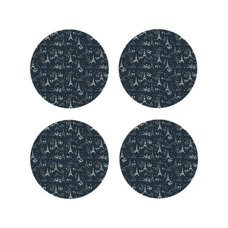 

Vsdgher Romantic Eiffel Tower Leather Coasters for Drinks Durable Drink Coasters 4 Set for Tabletop Protection Luxurious Home Décor and Housewarming Gift-Round Shape