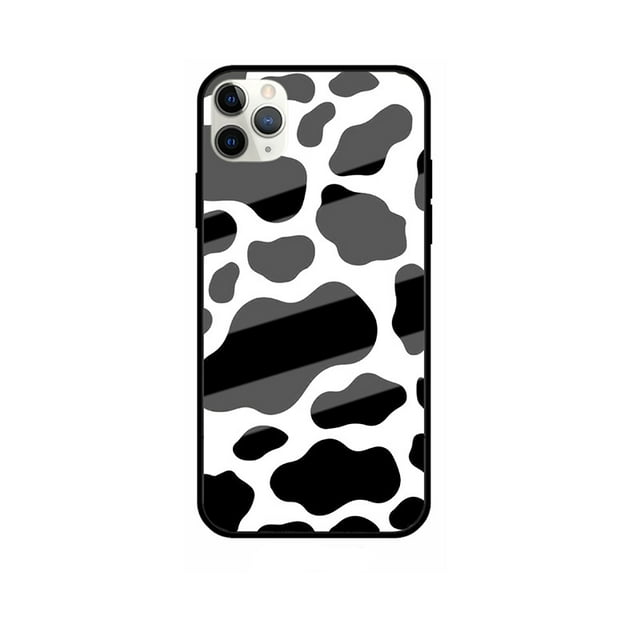 Compatible avec Étui iPhone pour Filles Femmes, Étui Rigide avec Pare-Chocs en TPU Souple Étui de Protection Mignonne avec Motif Vache pour iPhone