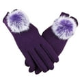 thumbnail image 2 of Winter Purple Women Touchscreen Gloves For Cold Weather, Chenille Warm Cable Knit Elastic Texting Thermal Driving, 2 of 5