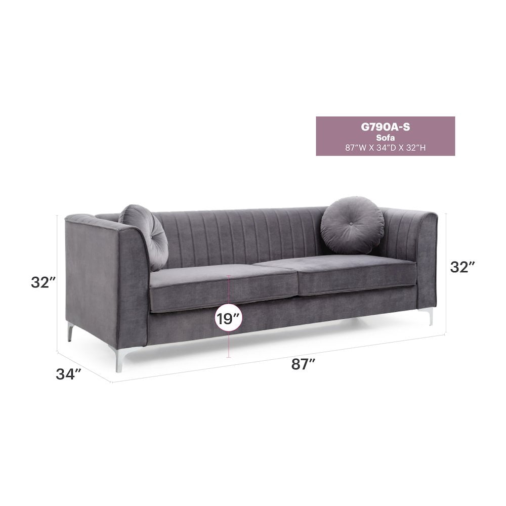 Glory Furniture Delray Sofa in Gray Color