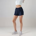 thumbnail image 7 of Women's High Waist Athletic Shorts with Pleated Side Panels and Stretchy Wideband Waist - Small, Navy, 7 of 7