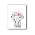 thumbnail image 1 of Animales Floral corona arte decoración lienzo pintura, bebé niña impresiones Animal jirafa elefante León pared arte cuadro guardería póster Adepaton 1243-1, 1 of 1