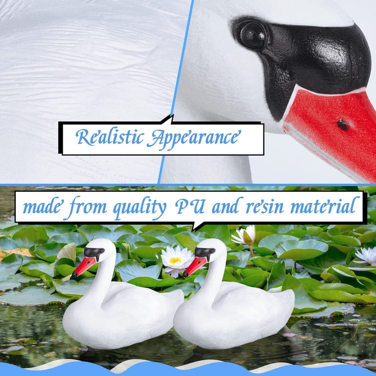 3 Pack Swan Decoy Pond Floating Bird Deterrent Decoration Plastic