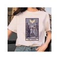 thumbnail image 2 of Camiseta para mujer verano SuaveWomen's Vintage-Inspired Graphic Tee - "The Conjuration" Tarot Card Design, Casual Round Neck, Short Sleeve, Polyester, Machine Washable, Summer Top, Ladies T ShirtsF, 2 of 7