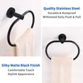 thumbnail image 3 of Matte Black Towel Ring, Angled Stainless Steel Single Towel Rack, Wall Mounted Face Bathroom Towel Rack, 3 of 5
