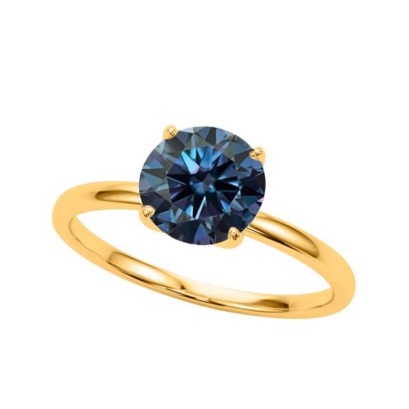 Women's 1.20 Ctw Blue Round Moissanite Solitaire Ring in 10K White, Rose, and Yellow Gold