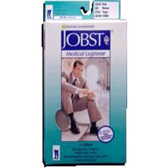 Jobst for Men 20-30 Closed Toe Thigh High Compression Stockings Black Large
