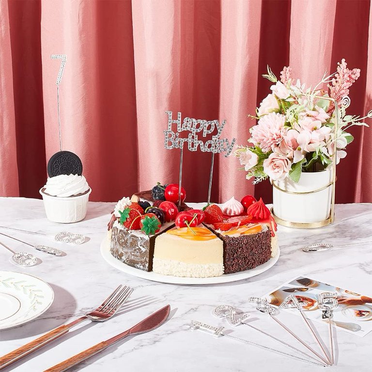 Gold Birthday Cake Topper Set - 11 Pieces Includes Happy Birthday & Numbers 0-9, 5.5 Inch Tall