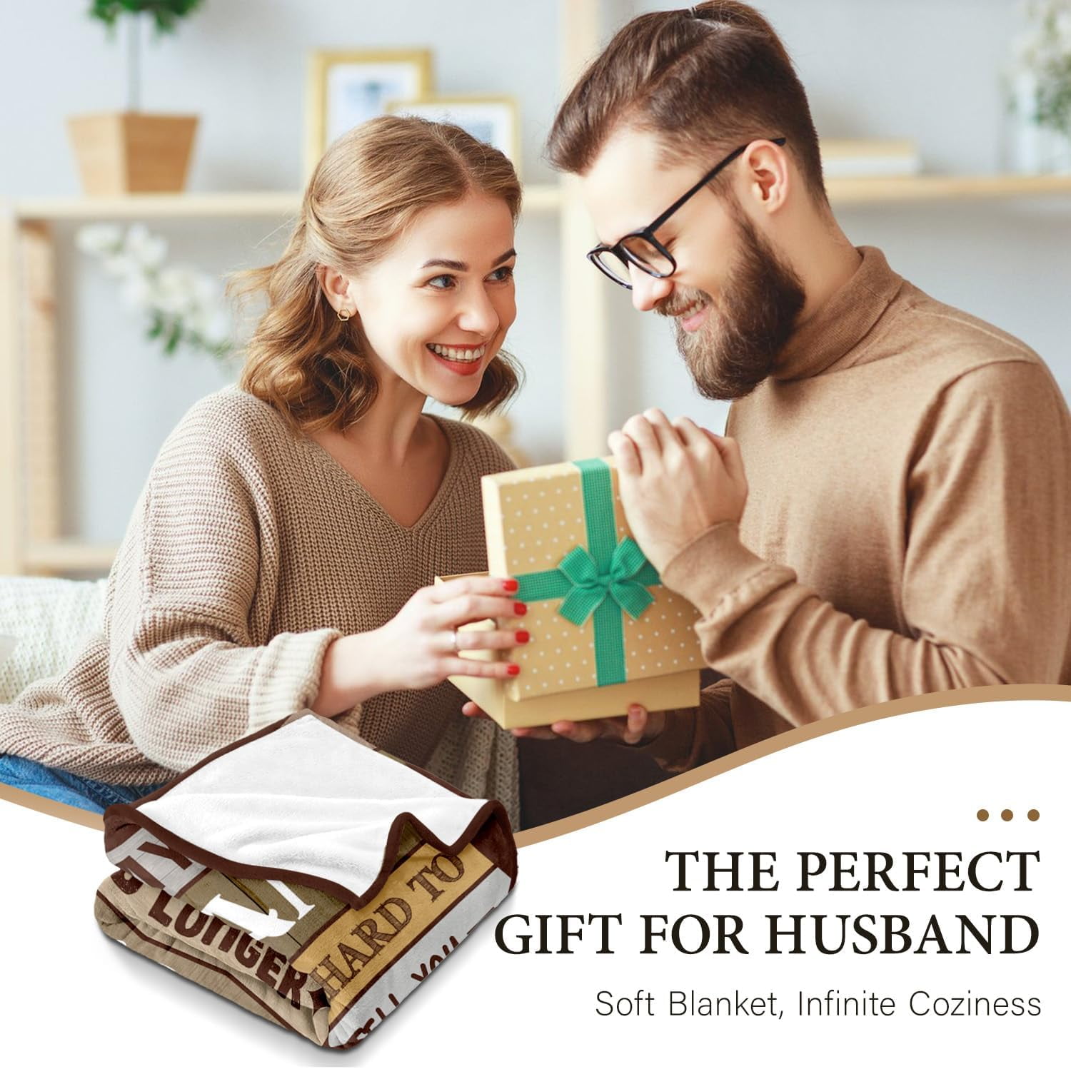 Gifts for Husband from Wife - Birthday Gifts for Husband - Anniversary Wedding Gift for Men - Christmas Valentines Day Gift for Him - Best Husband's Ever Present - to My Man Blanket