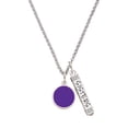 thumbnail image 1 of Delight Jewelry Silvertone Small Purple Enamel Disc Silvertone Sisters Best Friends Forever Bar Charm Necklace, 23", 1 of 4