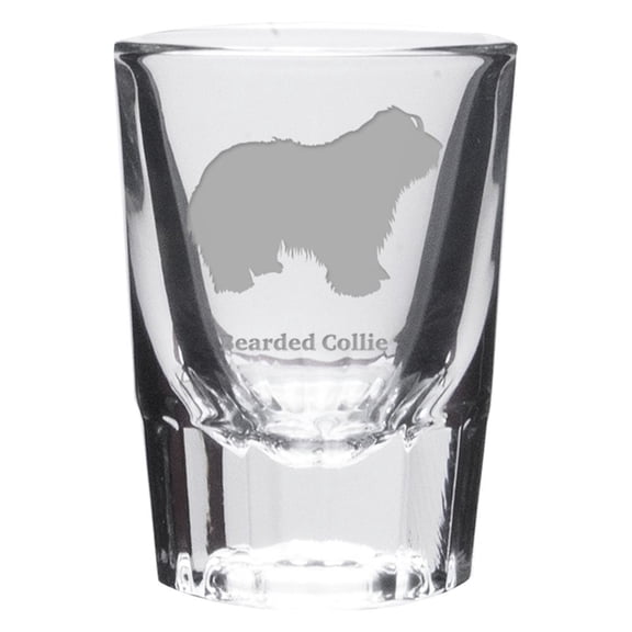 Bearded Collie Deep Etched Shot Glass