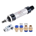 thumbnail image 4 of Uxcell 20mm Bore 25mm Stroke Pneumatic Air Cylinder with Y Connector and Fittings, 4 of 5
