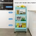 thumbnail image 5 of 4-Tier Metal Mesh Utility Rolling Cart, Storage Organizer Trolley Services Cart with Lockable Wheels for Kitchen, Bathroom, Living Room (Blue), 5 of 12