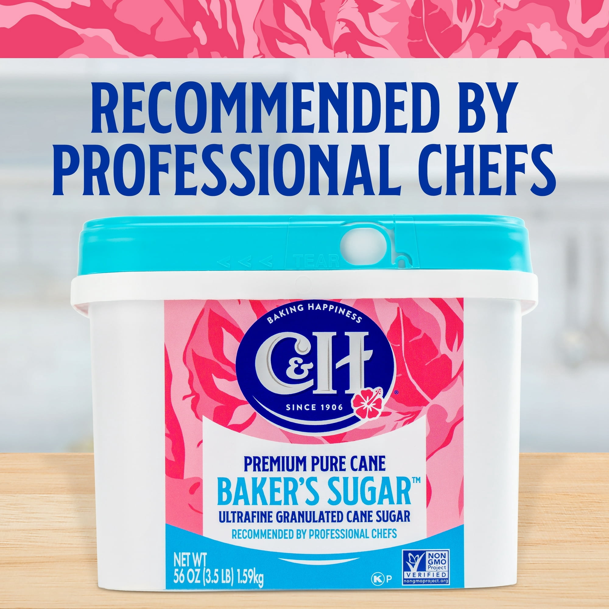 C&H Pure Cane Ultrafine Granulated Baker's Sugar 3.5 lb Tub