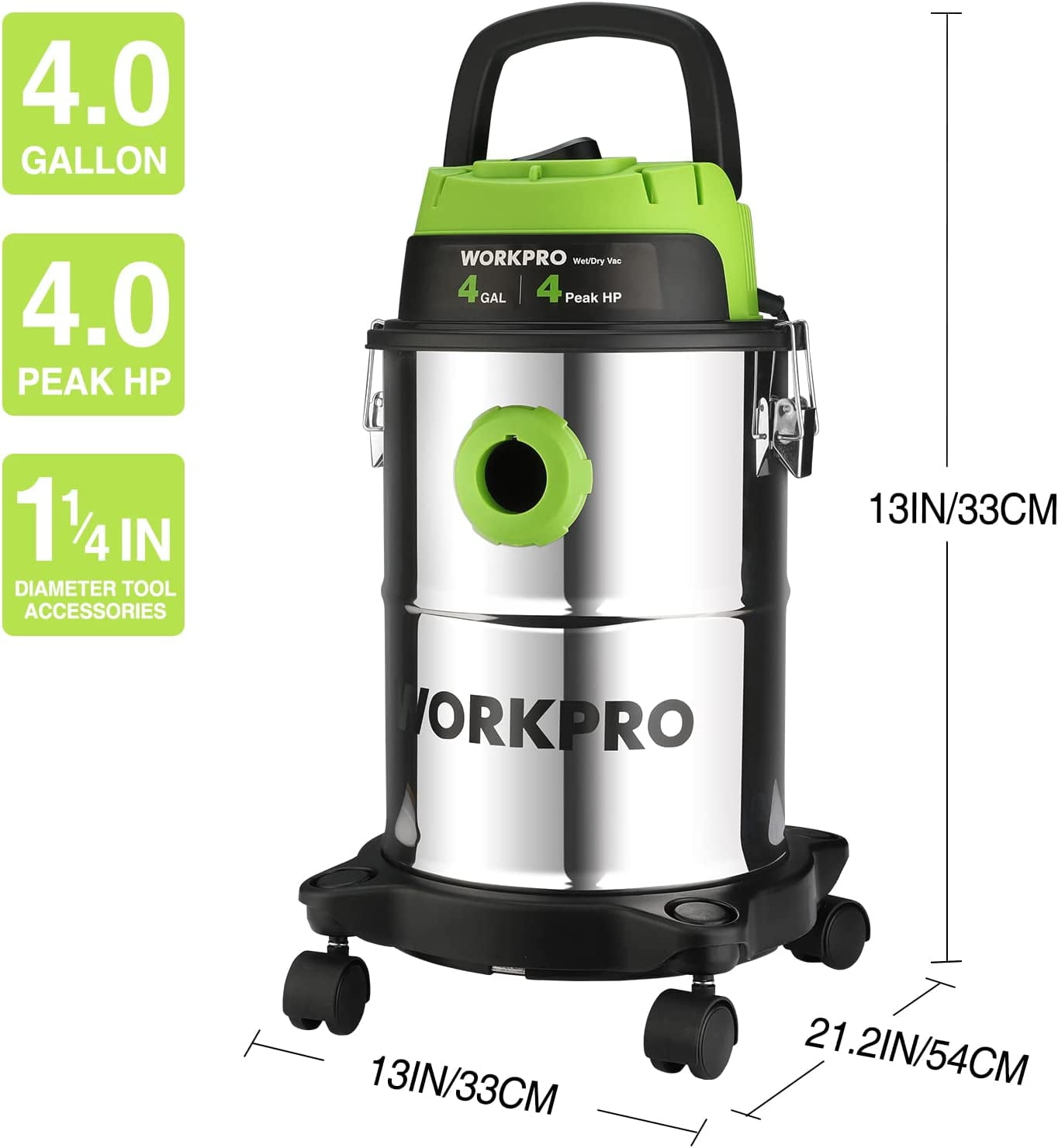 WorkPro 6 Gallon Wet/Dry Vacuum, 5.5 Peak HP Shop VAC Cleaner with HEPA Filter, Hose and Accessories for Home/Jobsite