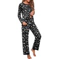 thumbnail image 3 of Pyjama à Manches Longues pour Femmes, Col Rond Doux, Étoile Blanche, 3 of 5