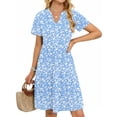 thumbnail image 3 of UVN Vestidos de Verano para Mujer Manga Corta Cuello en V Vestido Midi Damas Casual Playa Línea a Vestido Veraniego con Bolsillos, 3 of 9