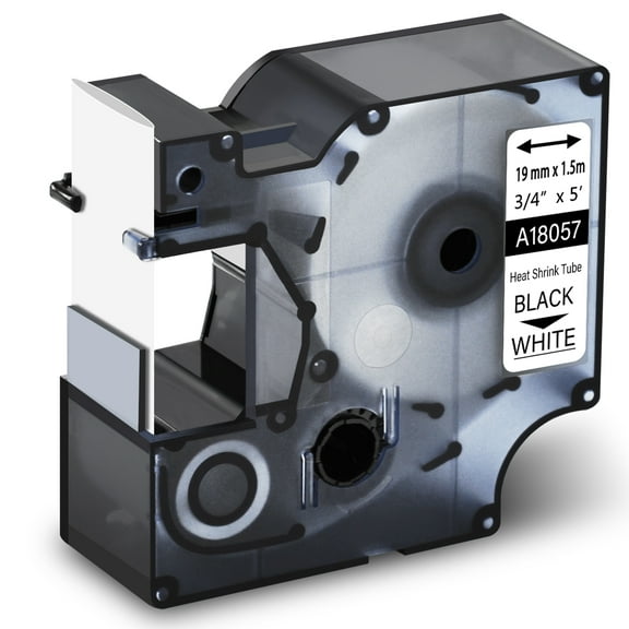 GREENCYCLE 1PK Industrial Rhino Heat Shrink Tubes Compatible for DYMO 18057 19mm 3/4" Black on White Cable Label Tape