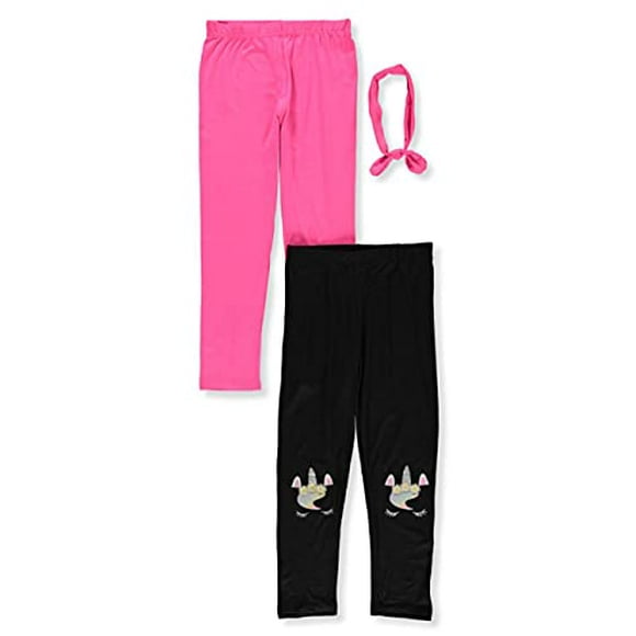 Delia s Girl Toddler 2-Pack Leggings with Hairband - Black neon, 3t