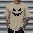 thumbnail image 2 of Mens Tshirts Halloween Theme Expression Printed Solid Color Short Sleeve Crew Neck Tops Comfortable Loose Casual Shirts For Men Khaki XXXL, 2 of 4