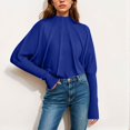thumbnail image 2 of GEWSEY Women's Mock Neck Batwing Sleeve Sweaters 2025 Fall Winter Oversized Knit Cute Pullover Sweater Dolman Tops Trendy (Blue, M), 2 of 5