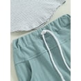 thumbnail image 6 of Bagilaanoe 2pcs Toddler Baby Boy Shorts Set Striped Patchwork Short Sleeve Hooded T-Shirt Tops + Shorts 3M 6M 12M 18M 24M 3T Kids Casual Summer Clothes, 6 of 8