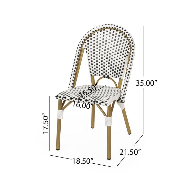 Ryder Outdoor French Bistro Chair Set of 4 Black White Bamboo