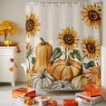 thumbnail image 3 of Shower Curtain 66"W x 72"L Autumn Thanksgiving Pumpkin Sunflower Fabric Shower Curtains Set with Hooks Water Repellent Bathroom Curtains Machine Washable Bathroom Accessories, 3 of 6