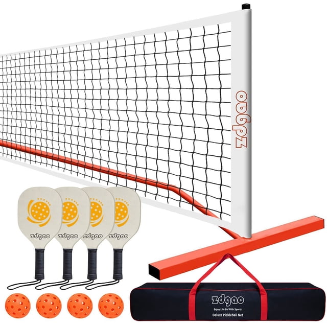 Juego de redes de pickleball SGSPORT portátil con 4 palas y bolsa, color naranja
