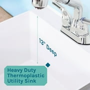 Tehila White Freestanding Floor Mount Utility Sink with Chrome Finish Faucet for Laundry Room