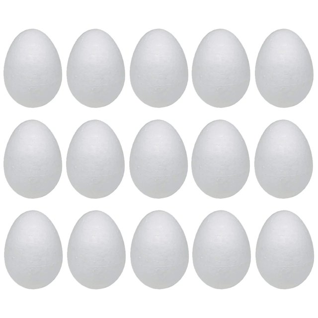 Huevos de espuma Crafjie, 15 unidades, 8 cm, blancos, para manualidades