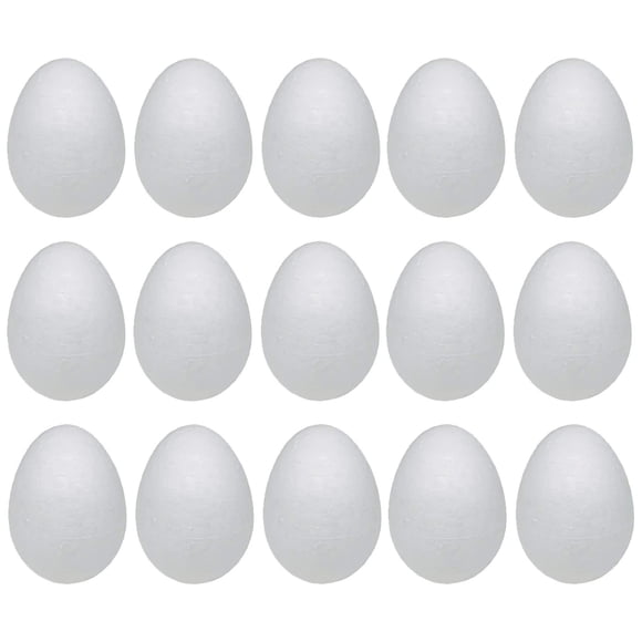 Huevos de espuma Crafjie, 15 unidades, 8 cm, blancos, para manualidades