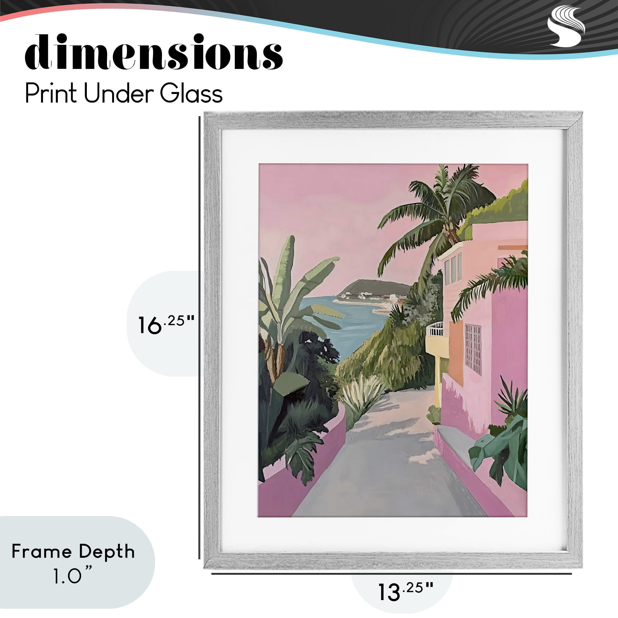 Stupell Industries Mediterranean Pink Coastal House Gray Framed Print Under Glass, design by The Prints Vibe