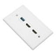 thumbnail image 3 of USB3.0 Wall Plate, ABS Soldering Free HD Multimedia Interface Ethernet Wall Plate Safe Connection 3 Port For Projector For HDTV, 3 of 8