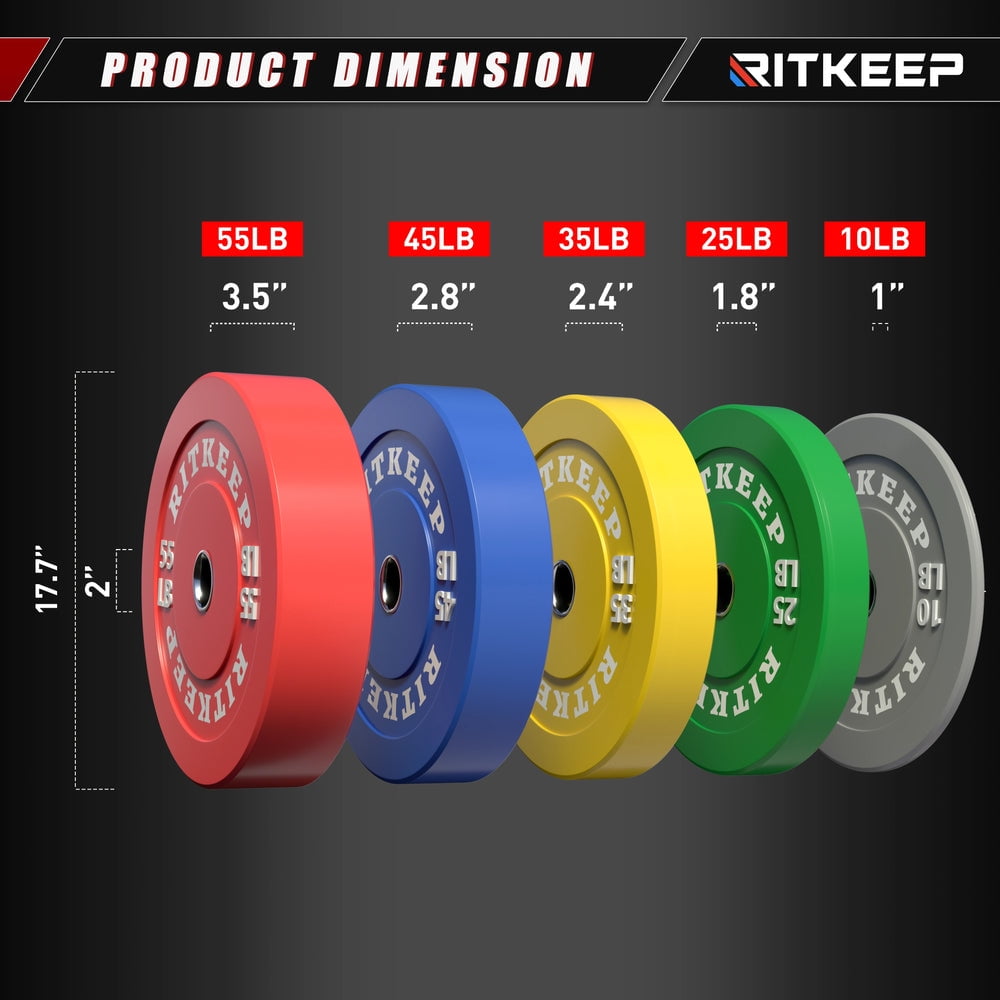 Ritkeep 2" Olympic Low Bounce Rubber Bumper Weight Plates for Home Gym