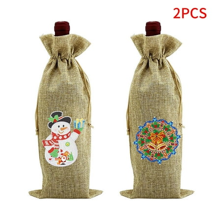 

MOUIND Wine Gift Bag Creative 5D Fabric DIY Diamond Painting Christmas Wine Bottle Bag