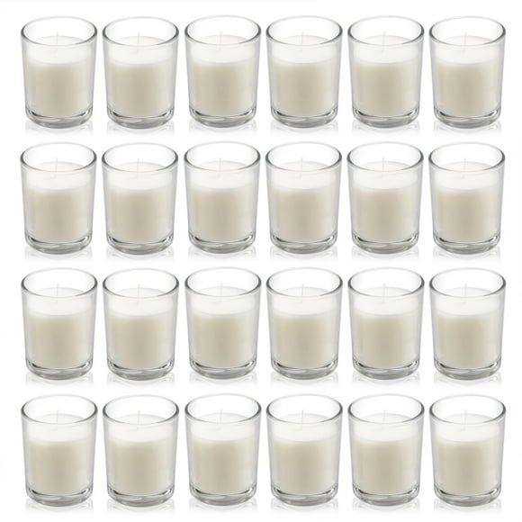 Vaso Votive Candles Housecret de color blanco cálido sin perfume (paquete de 24)