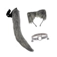 thumbnail image 2 of Conjunto de 3 piezas de orejas y cola de , disfraz de cosplay para fiesta de actuación en escenario Gris, 2 of 9
