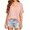Pink, variant on Summer Rolled Short Sleeve Women V-neck Solid Color Casual Loose T-shirt Tops