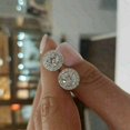 thumbnail image 2 of 2.00Ct Round Cut Real Diamond G-SI1 Halo Stud Earrings Solid 14k White Gold, 2 of 3
