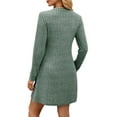 thumbnail image 3 of Women'S Knit Long Sleeve Sweater Dress Casual V Neck Tunic Dresses Fall Trendy Outfits Green XL, 3 of 7