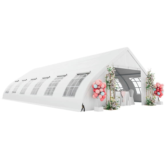 Aimee Lii 20 x 40 FT Peach Shaped Party Tent Wedding Canopy with Zipper Doors, Portable Canopy Tent for Patio/Wedding Parties and Events-White