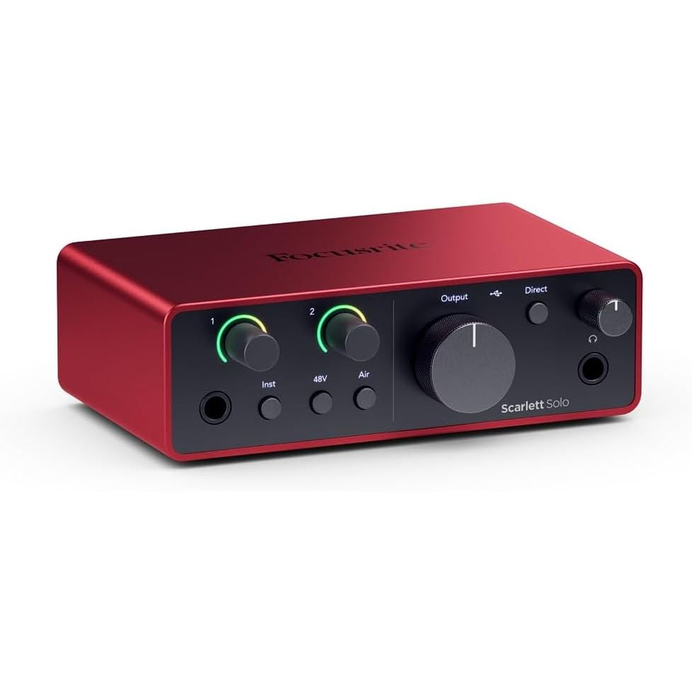 Focusrite Scarlett Solo 3rd Gen Audio Interface Bundle with Condenser Mic, Headphones & Stand