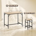 thumbnail image 2 of 5-Piece Industrial Bar Table Set with 4 Stools, Oak Wood & Black Steel Rectangular Breakfast Table for Kitchen, Dining Room or Small Apartment, Space-Saving Design, 39.4" W, 2 of 7