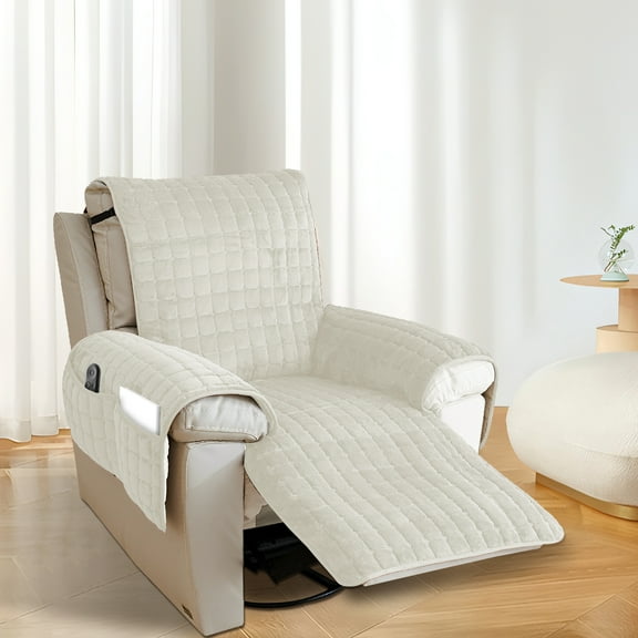 Recliner Chair Cover Armchair Protector with Pockets and Elastic Band TV Chair Protective Cover Non Slip Armchair Throw with Armrests Sofa Cushion Protector for Living Room