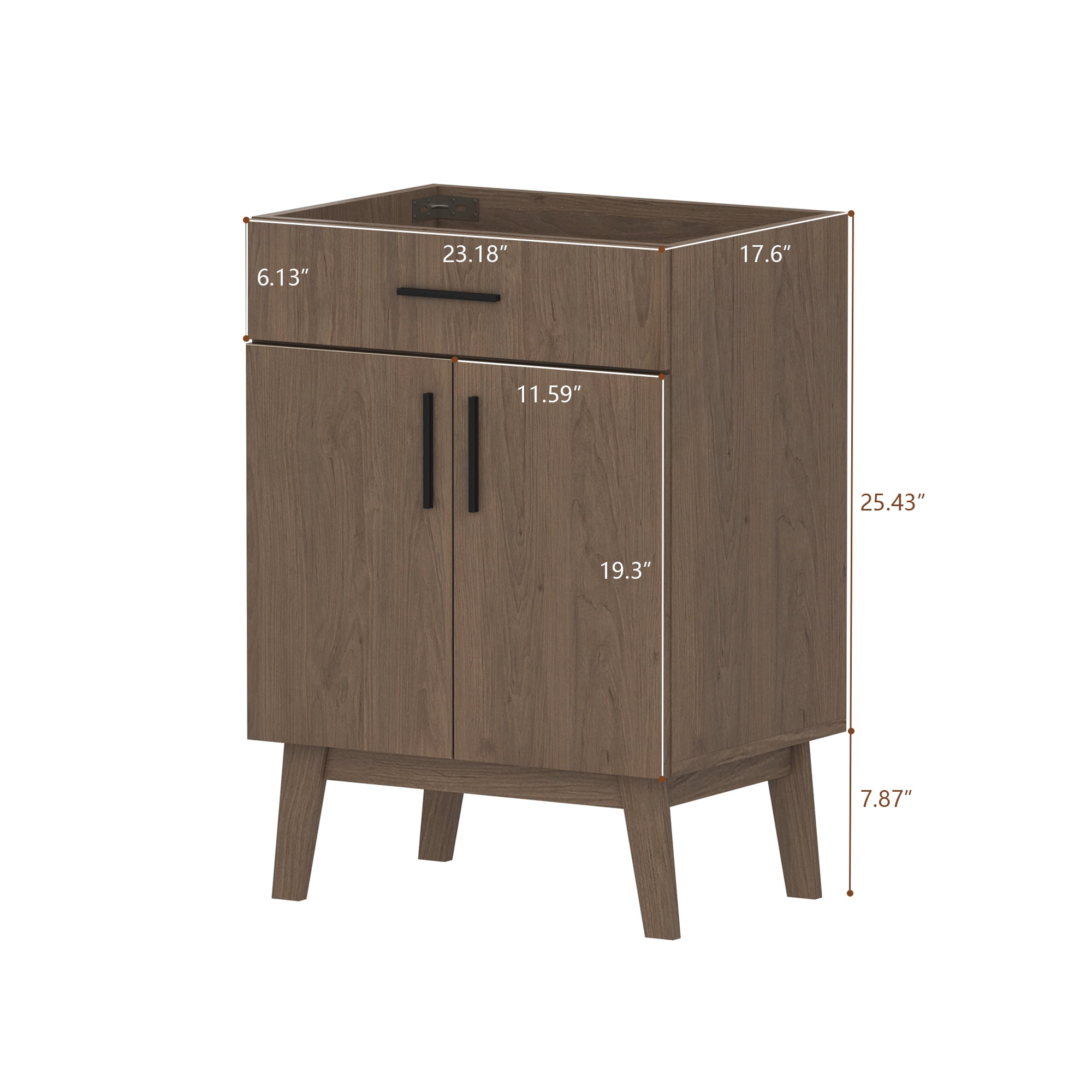 24" Bathroom Vanity Without Sink,Bathroom Vanity no Sink Vanity Combo with Two Soft Close Cabinet Doors, Modern Single Bathroom Cabinet Set with Metal Handles
