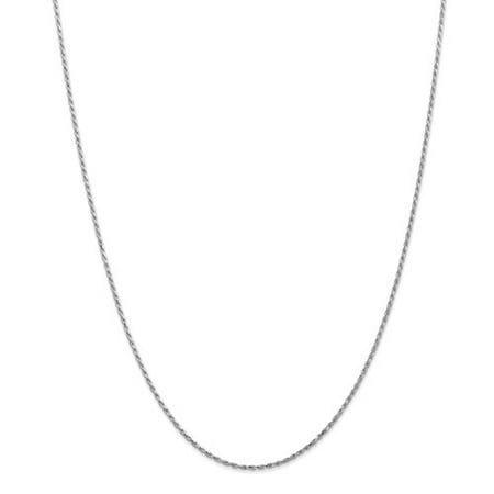 10k White Gold 8in 1.2mm Machine Made D/C Rope Chain Bracelet