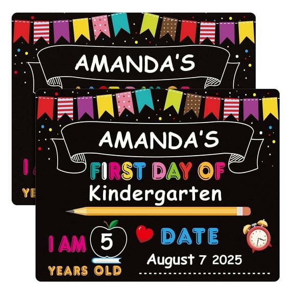 WaaHome First Day of School Board Sign - 11"x14" Double Sided Reusable and Erasable 1st First & Last Day of Preschool Pre-K Chalkboard Sign Photo Prop Gift Back to School Supplies for Son Daughter