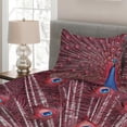 thumbnail image 2 of Ambesonne Burgundy Quilted Coverlet 3 Pcs, Peacock Bird Surreal, King Size, Burgundy Blue, 2 of 3